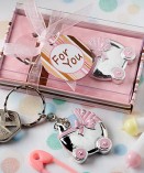 Pink Baby Carriage Design Key Chains