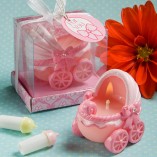 Adorable Baby Pink Carriage Candles